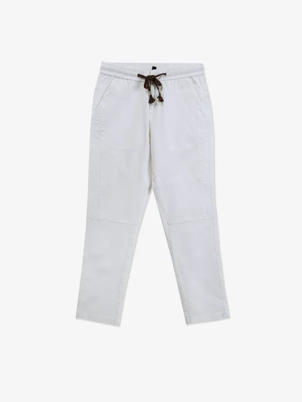 GS78 solid white cotton track pant