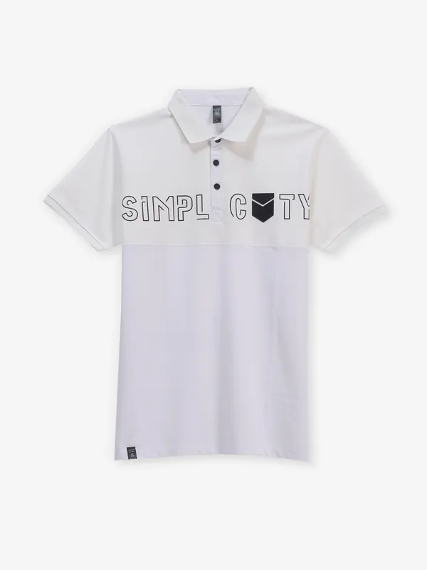 GS78 white printed cotton t-shirt
