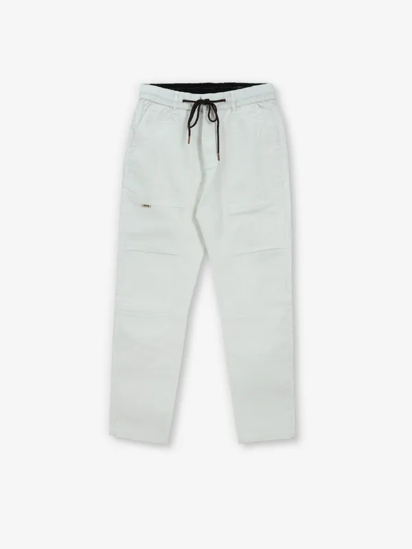 GS78 white solid cotton trouser