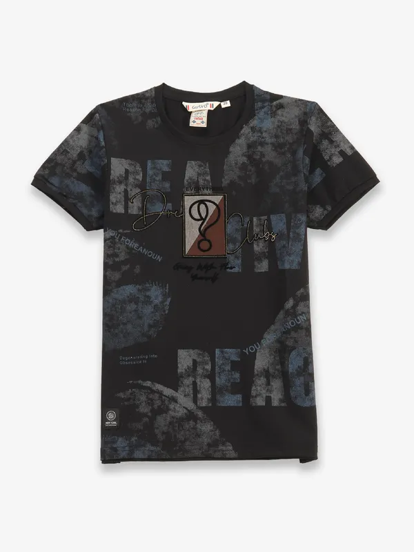 GUSTO printed black casual t-shirt
