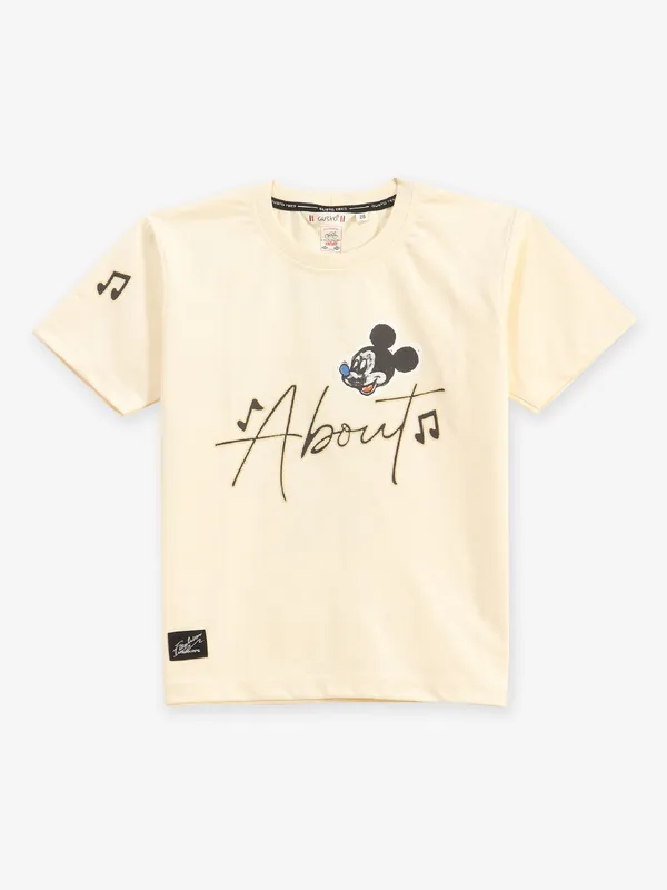GUSTO printed cream cotton t-shirt