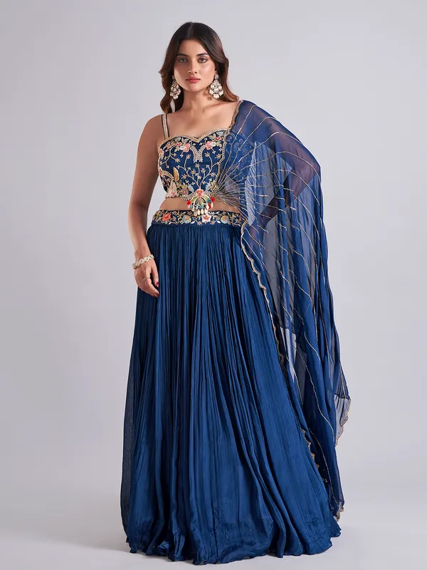 Heavy blue georgette lehenga choli