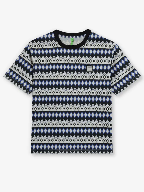 HIBRID beige and blue printed t-shirt
