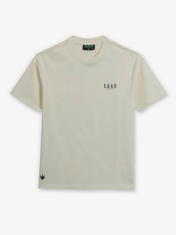 HIBRID beige printed cotton t-shirt