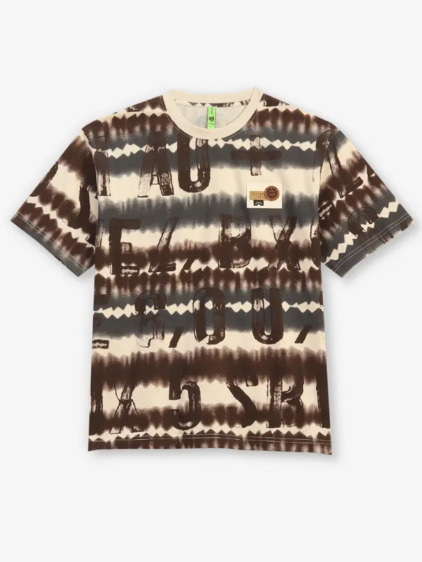 HIBRID brown printed cotton t-shirt