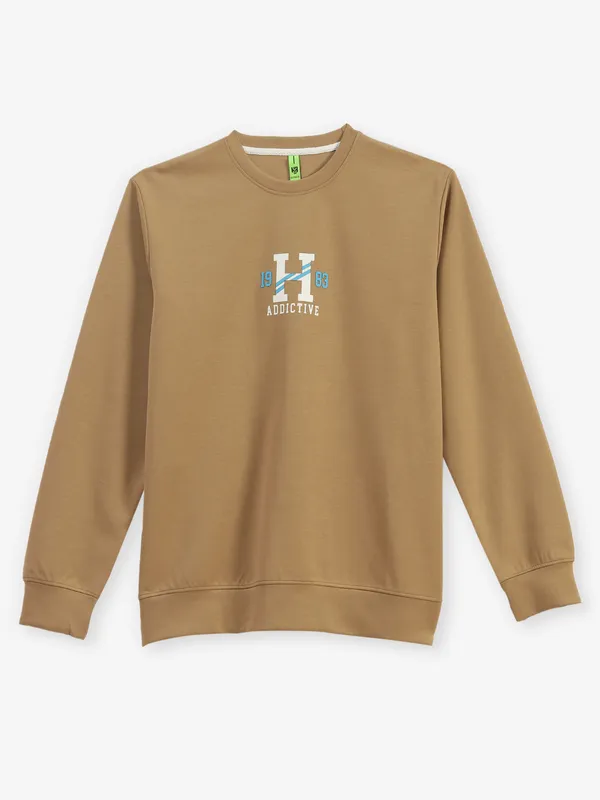 HIBRID khaki printed full sleeve t-shirt