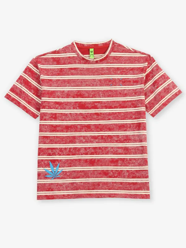 HIBRID maroon printed cotton t-shirt