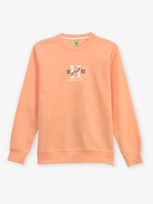 HIBRID peach printed cotton full sleeve t-shirt