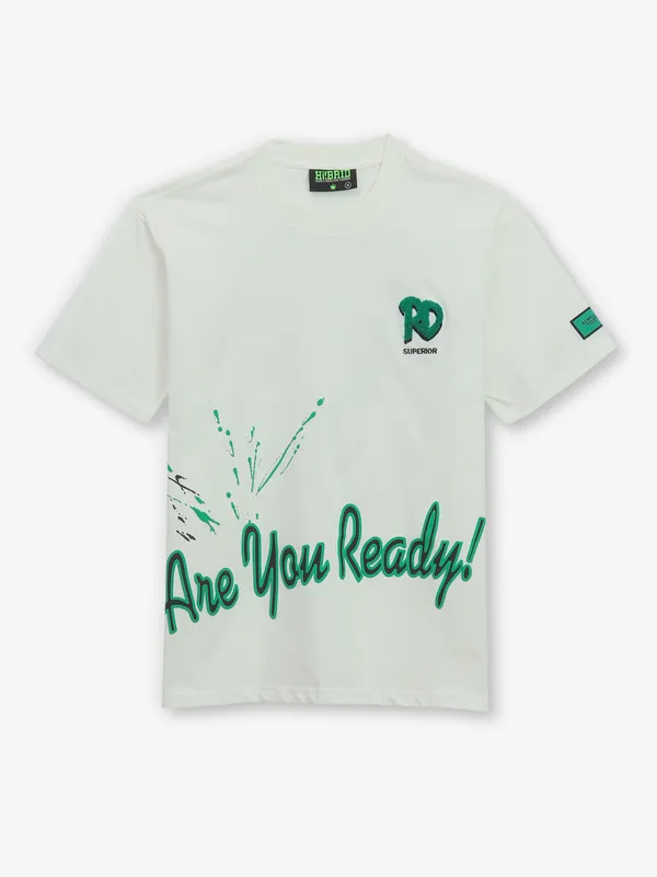 HIBRID white cotton printed t-shirt