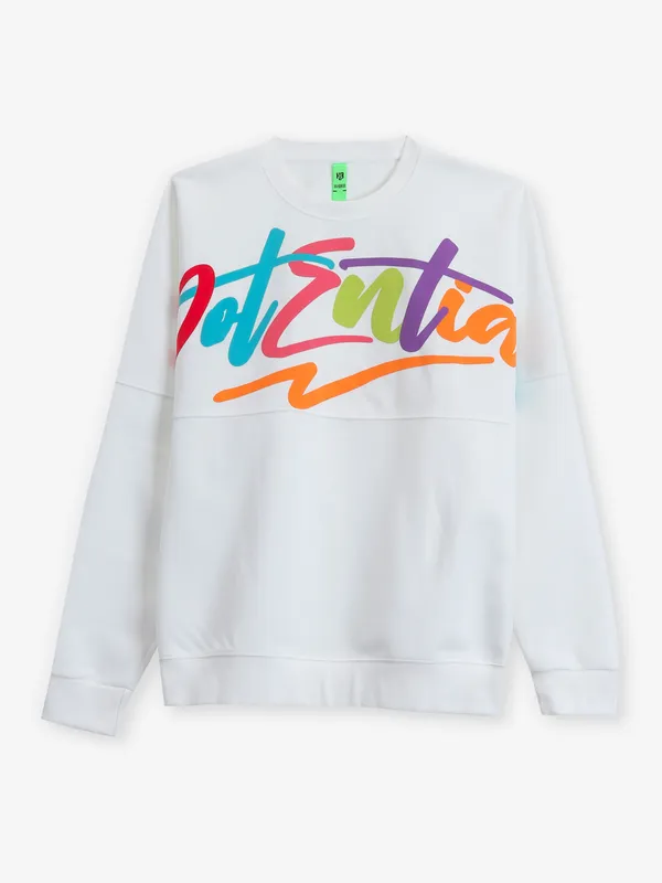 hibrid white full sleeve round neck t-shirt