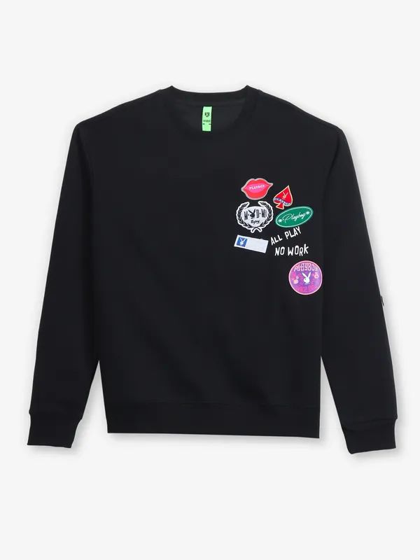 HYBRID cotton black full sleeve t-shirt