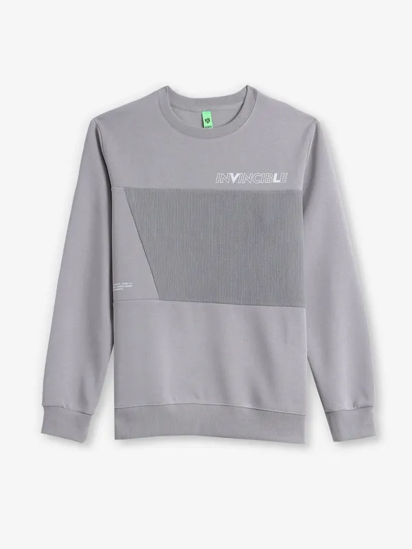 HYBRID printed grey full sleeve t-shirt