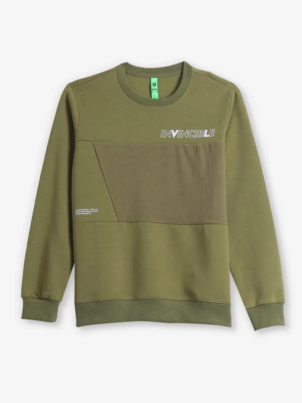 HYBRID printed olive cotton t-shirt
