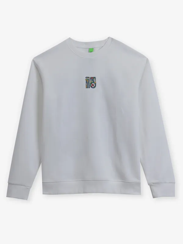 HYBRID white cotton printed t-shirt