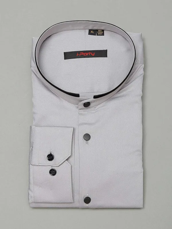 I Party solid grey simple shirt