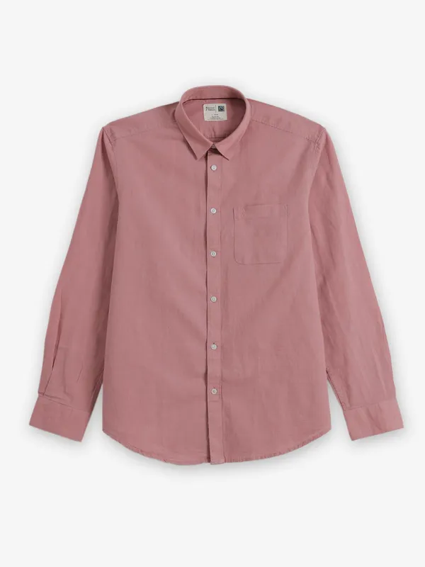 INDIAN TARRAIN pink cotton slim fit shirt