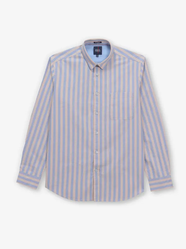 INDIAN TERRAIN beige and blue cotton shirt
