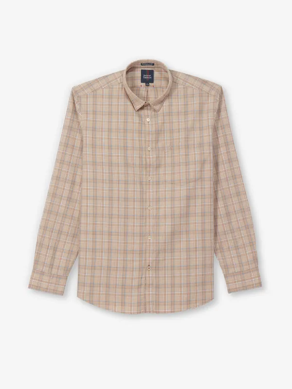 INDIAN TERRAIN beige checks cotton shirt for mens