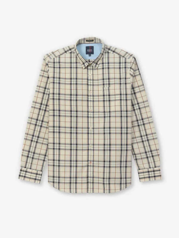 INDIAN TERRAIN beige cottn shirt with checks