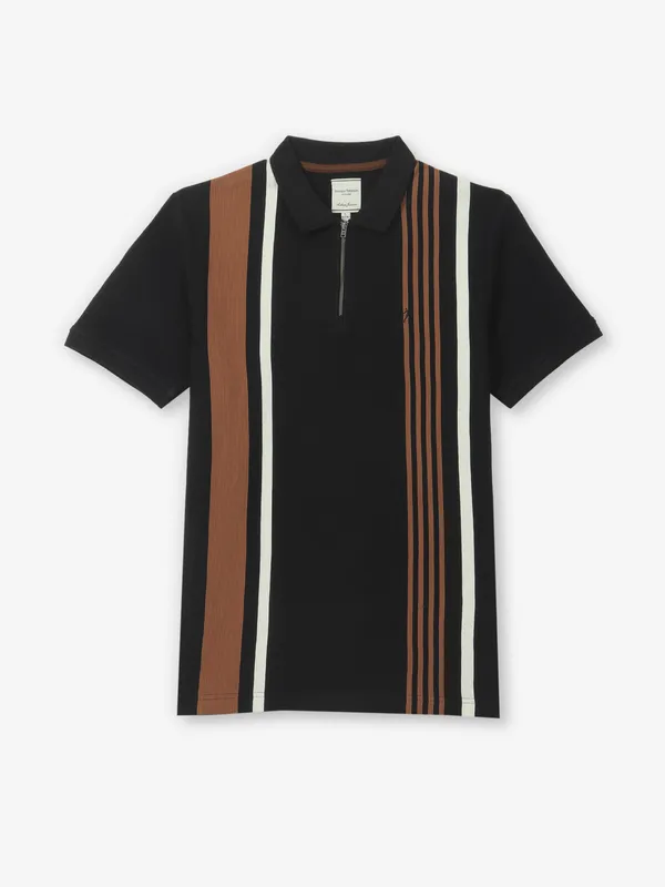 INDIAN TERRAIN black cotton slim fit t shirt for mens