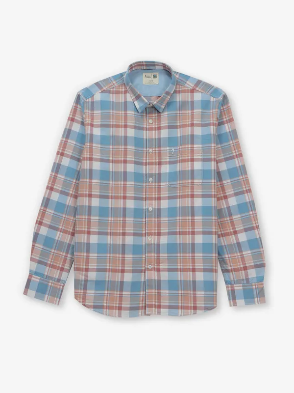 INDIAN TERRAIN blue and peach cotton shirt