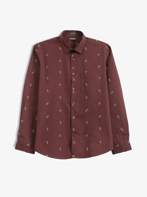 INDIAN TERRAIN brown printed classic fit shirt