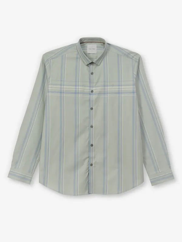 INDIAN TERRAIN checks and stripe cotton green shirt