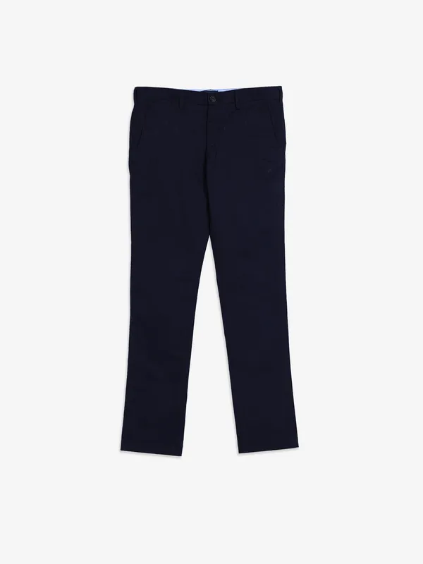 INDIAN TERRAIN dark navy solid cotton trouser