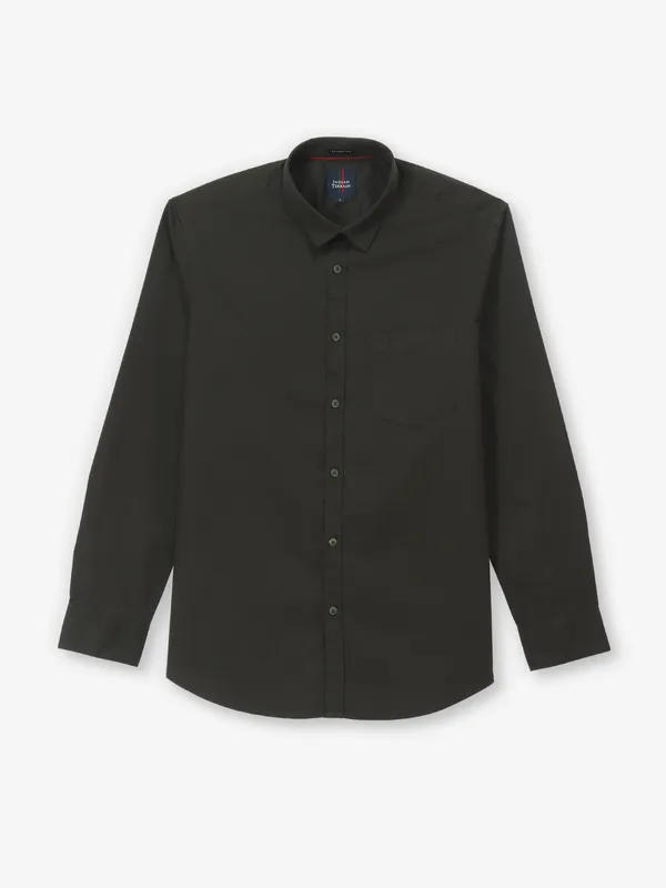 INDIAN TERRAIN dark olive plain cotton shirt