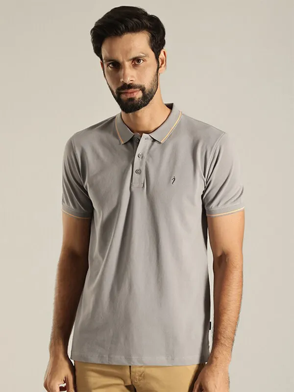 Indian Terrain grey cotton polo t shirt