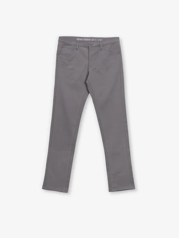 INDIAN TERRAIN grey cotton trousers for men