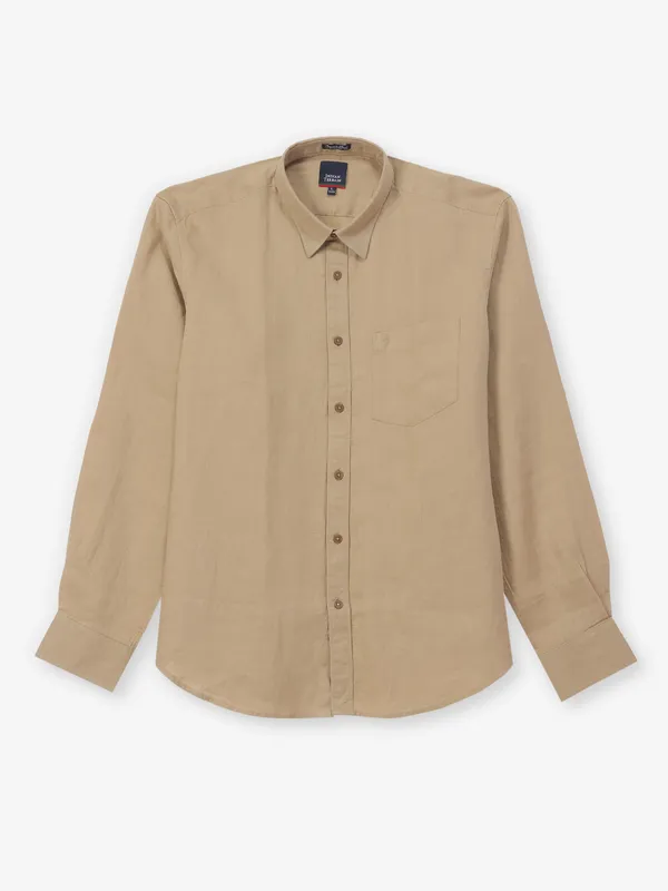 INDIAN TERRAIN khaki plain casual cotton shirt