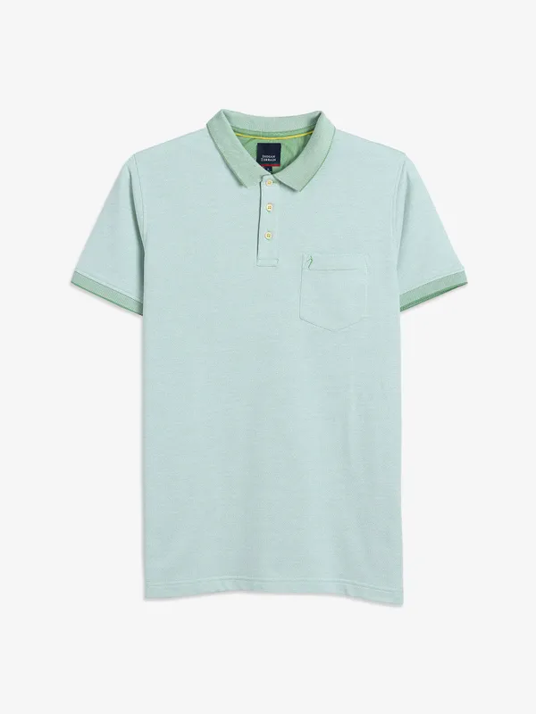 INDIAN TERRAIN light green regular fit polo t-shirt