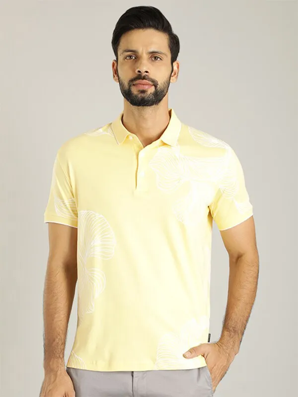 Indian Terrain light yellow cotton printed t shirt