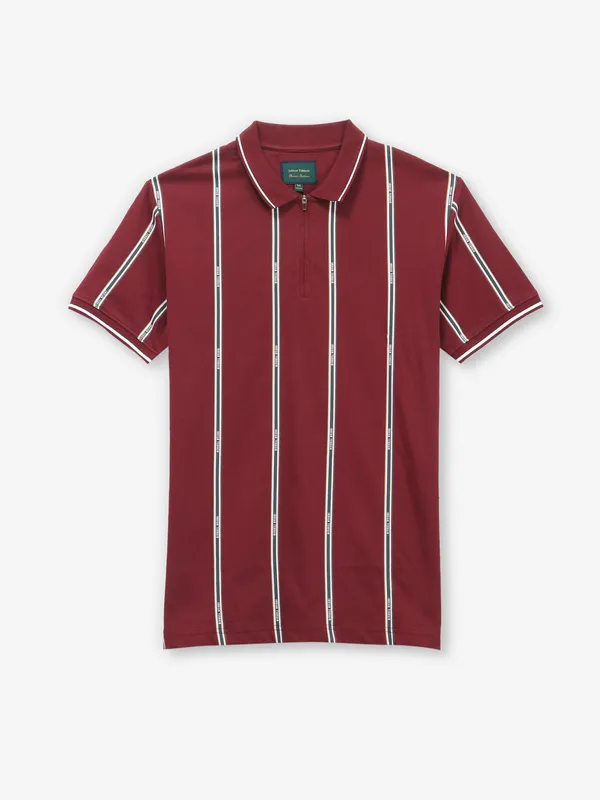 INDIAN TERRAIN maroon stripe cotton t-shirt