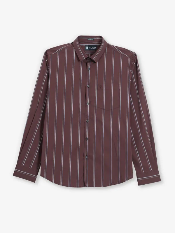 INDIAN TERRAIN maroon stripe full sleeve shirt