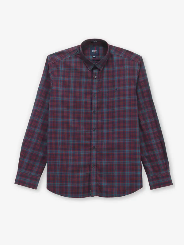 INDIAN TERRAIN marron checks cotton shirt