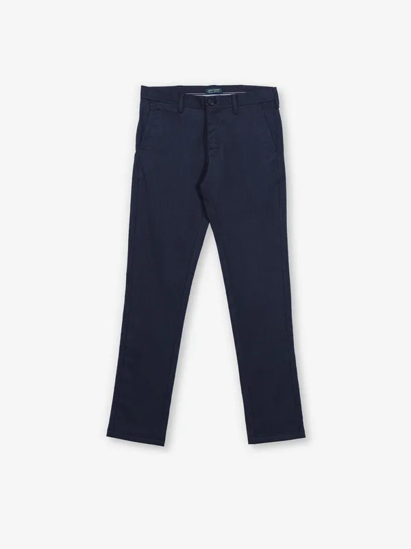 INDIAN TERRAIN navy solid cotton trouser for men