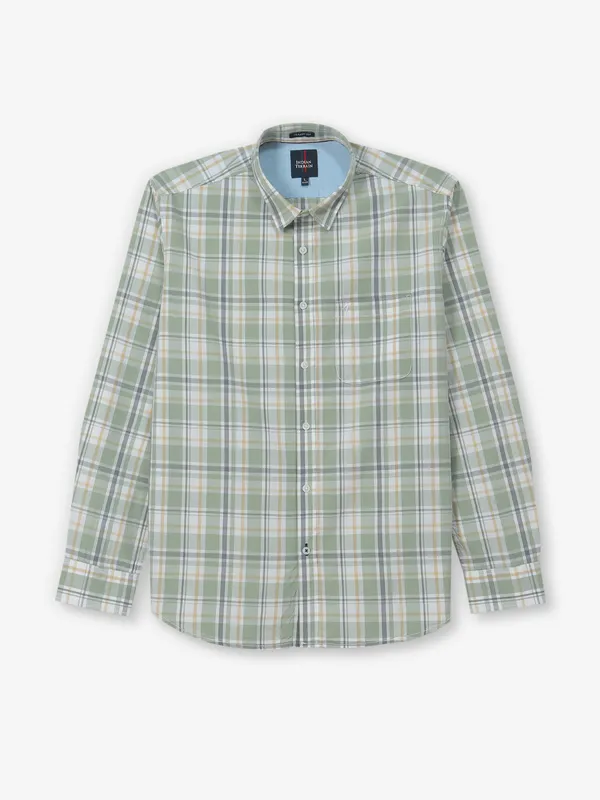 INDIAN TERRAIN pista green checks shirt in cotton