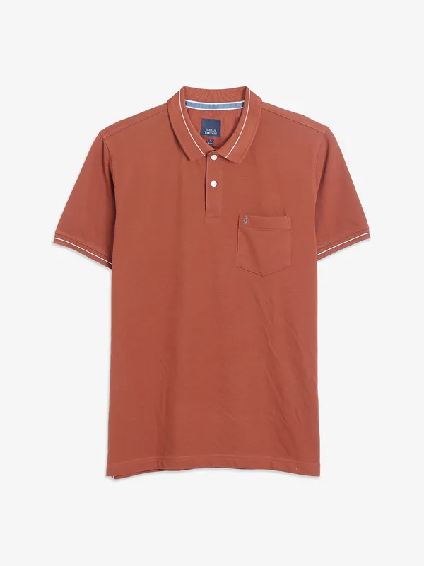 INDIAN TERRAIN plain brown regular fit t-shirt