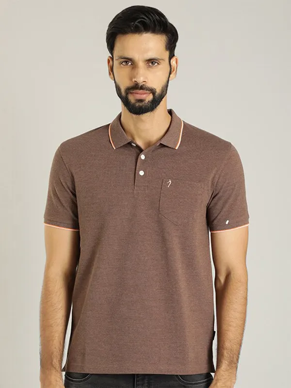 Indian Terrain plain cotton brown t shirt