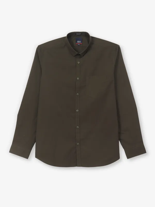 INDIAN TERRAIN plain olive cotton shirt