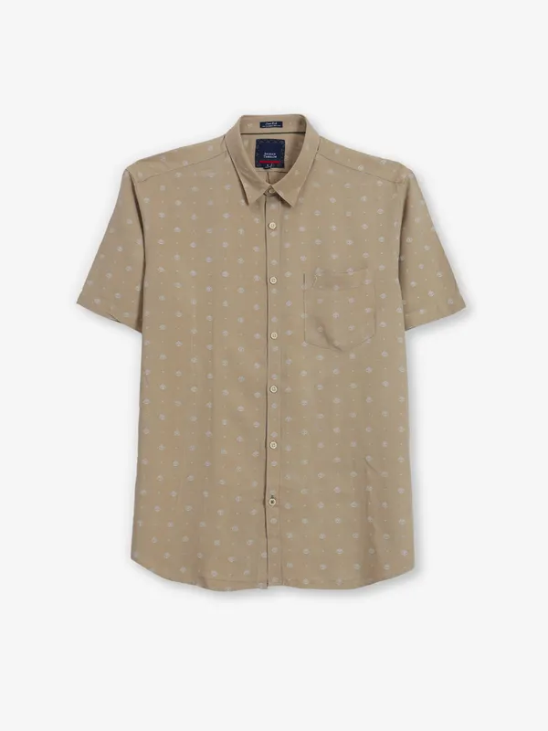 INDIAN TERRAIN printed beige cotton shirt