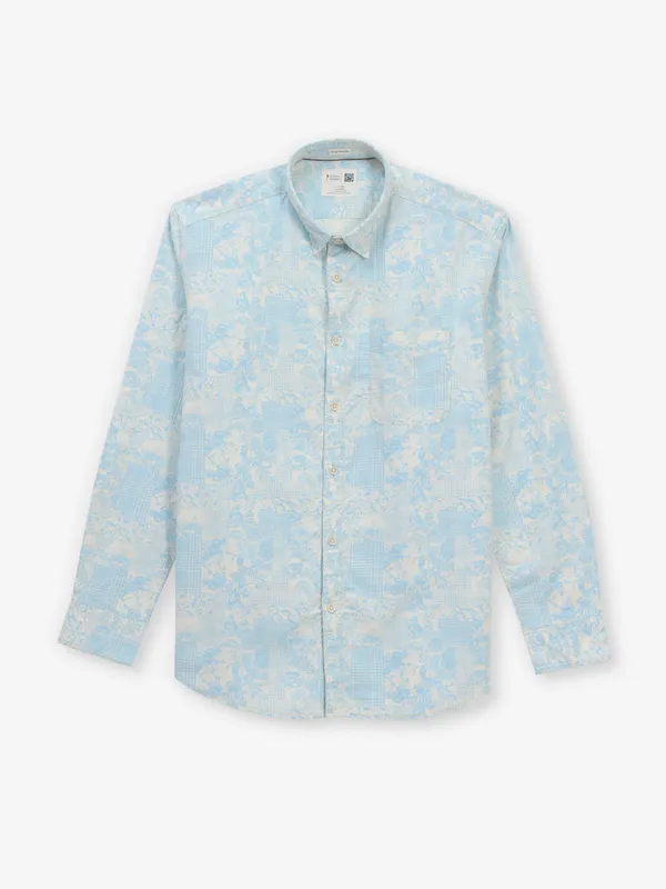INDIAN TERRAIN printed blue cotton shirt