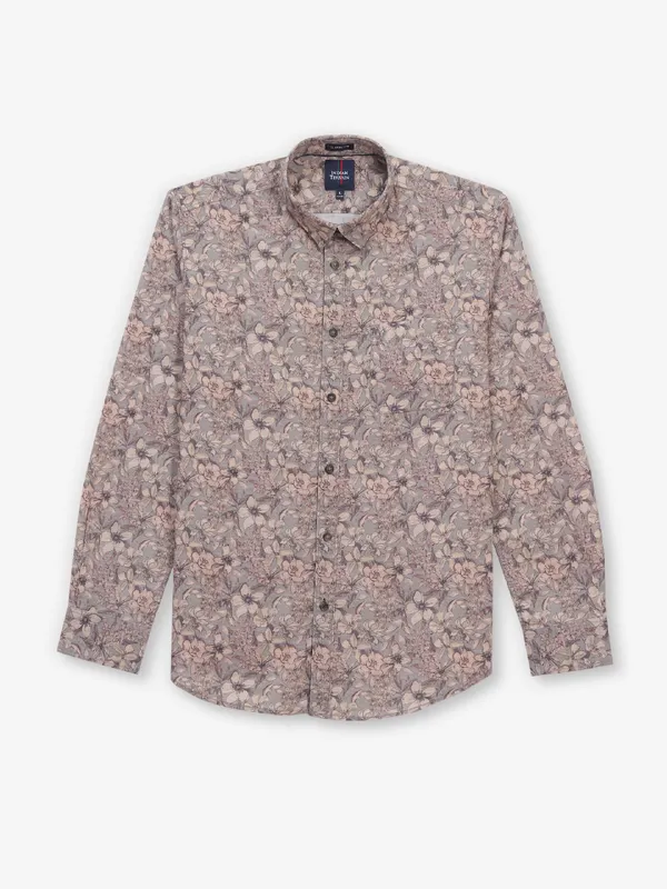 INDIAN TERRAIN printed grey cotton shirt for men