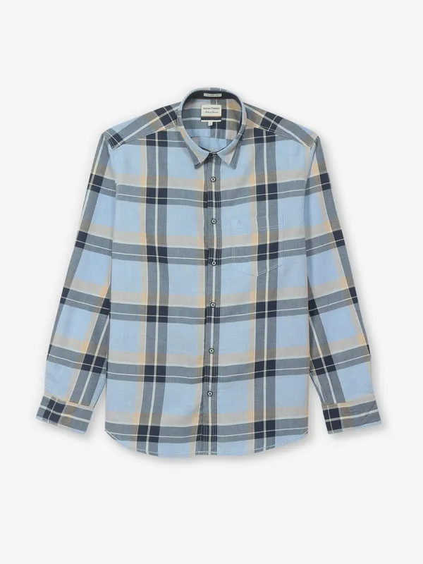 INDIAN TERRAIN sky blue checks cotton shirt