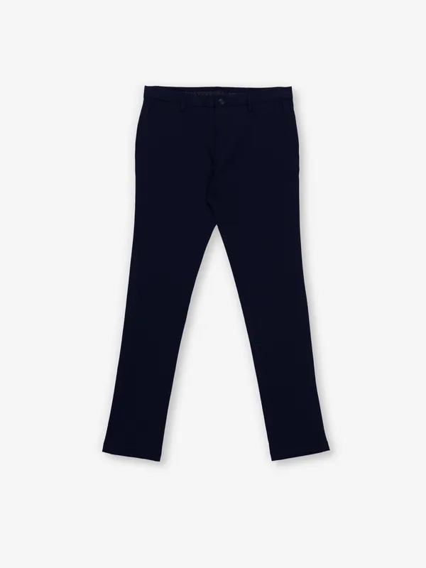 INDIAN TERRAIN solid navy cotton trouser for men