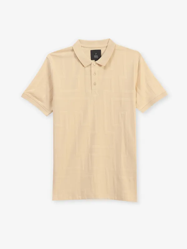 INDIAN TERRAIN texture beige cotton t-shirt