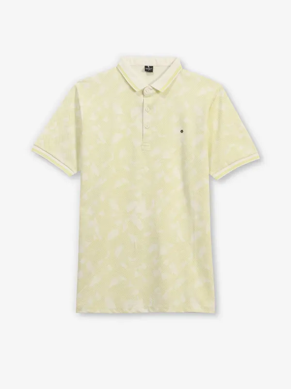 INSTINTO cream printed cotton polo t-shirt