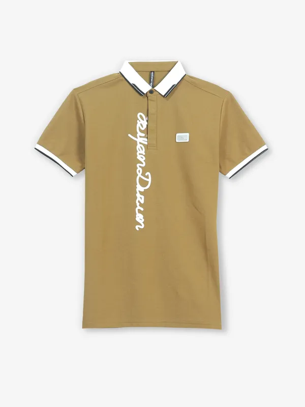 INSTINTO khaki cotton printed t-shirt